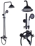 Baterie wannowe i prysznicowe - Bateria prysznicowa retro EUMENA czarna - miniaturka - grafika 1