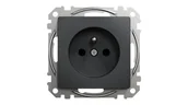 Gniazdka elektryczne - Gniazdo pojedyncze z uziemieniem Schneider Sedna Design SDD114011 z przesłonami czarny antracyt Design & Elements - miniaturka - grafika 1