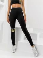 Spodnie sportowe damskie - Czarno-żółte legginsy damskie z nadrukiem Denley W82350 - miniaturka - grafika 1