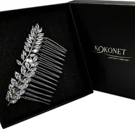Ozdoby do włosów - KOKONET Grzebyk z listkami srebrny cyrkonie SWAROVSKI BOHO - miniaturka - grafika 1