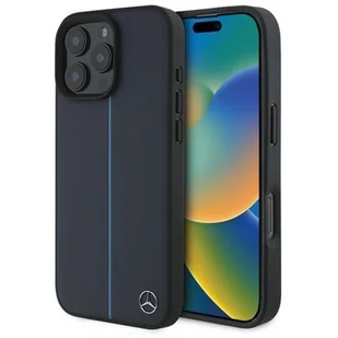 Mercedes MEHMP16X23RURBV iPhone 16 Pro Max 6.9" granatowy/navy hardcase MB Blue Line Leather MagSafe - Etui i futerały do telefonów - miniaturka - grafika 1