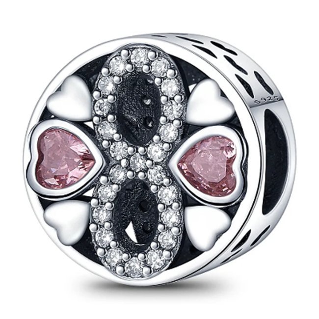 Zawieszka Srebro 925 Charms Koralik Znak Nieskończoności Serce