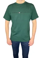 Koszulki męskie - T-shirt męski ciemno zielony gładki okrągły dekolt L - miniaturka - grafika 1