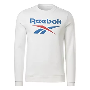 Bluzy męskie - Reebok Męska bluza Big Stacked Logo Crew, biała, L, biały, L - grafika 1