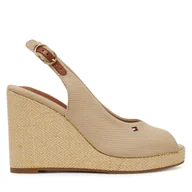Espadryle damskie - Espadryle Tommy Hilfiger Flag High Wedge Espad Slingback FW0FW08597 Beżowy - miniaturka - grafika 1