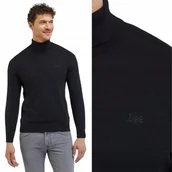 Swetry męskie - Lee HIGH NECK KNIT Black CZARNY GOLF REGULAR FIT L - miniaturka - grafika 1