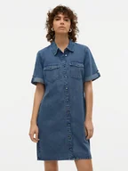 Sukienki - Vero Moda Sukienka jeansowa Jennie 10309665 Niebieski Regular Fit - miniaturka - grafika 1