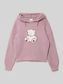 Swetry dla dziewczynek - Bluza o kroju regular fit z kapturem i motywem misia - miniaturka - grafika 1