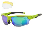 Okulary sportowe - Zielone sportowe okulary z ramką korekcyjną i wymiennymi soczewkami GOGGLE E604-3R - miniaturka - grafika 1