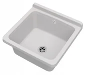 Zlewy i komory gospodarcze - ZLEWOZMYWAK biały Zlew GOSPODARCZY do pralni KOMORA techniczna ORTA + SYFON - miniaturka - grafika 1