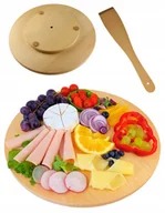 Deski do krojenia - Deska TACA OBROTOWA 35 cm ser przekąski DREWNIANA - miniaturka - grafika 1