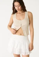 Spódnice - Stradivarius Zwiewna spódnico-spodenki z haftem Biały XS - miniaturka - grafika 1