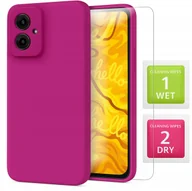 Etui i futerały do telefonów - Etui Do Motorola Moto G55 5G Ciemnoróżowe, Matowe, Silikonowe Szkło 9H - miniaturka - grafika 1