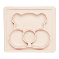 Miseczki i talerzyki dla dzieci - Silikonowa podkładka Retter Brun, 4 przegródki, kształt misia, antypoślizgowy spód, beżowy - miniaturka - grafika 1