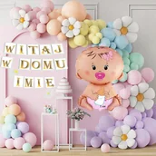 Balony i akcesoria - BALONY WITAJ W DOMU GIRLANDA BALONOWA KWIATKI IMIĘ BANER BOBAS 162 ELEM. - miniaturka - grafika 1