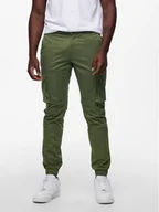 Spodnie męskie - Only & Sons Spodnie materiałowe 22016687 Zielony Tapered Fit - miniaturka - grafika 1