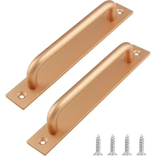 Klamka do drzwi przesuwnych 2-częściowa, długość 148 mm, z szyldem tylnym, wykonana ze stopu aluminium, odpowiednia do mebli, złota, ze śrubami - Zawiasy, okucia i inne akcesoria Klamka do drzwi przesuwnych 2-częściowa, długość 148 mm, z szyldem tylnym, wykonana ze stopu aluminium, odpowiednia do mebli, złota, ze śrubami - Zawiasy, okucia i inne akcesoria - miniaturka - grafika 1