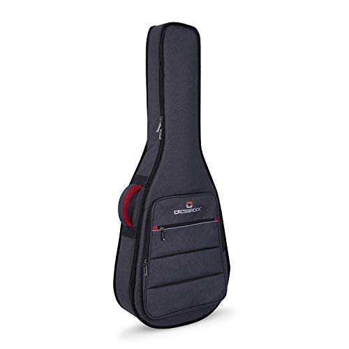 Crossrock Wyściełana torba na gitarę klasyczną 4/4, pianka 10 mm, paski plecakowe, przednia kieszeń - lekka codzienna ochrona dla studentów i hobbystów - Dark Gery (CRSG107CGR)