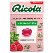 Zdrowa żywność - Ricola Malina i Melisa, szwajcarskie cukierki ziołowe, bez cukru, 27,5 g - miniaturka - grafika 1