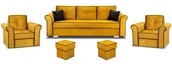 Komplety wypoczynkowe - Zestaw Wypoczynkowy do Salonu Merida Sofa + 2 Fotele z Podnóżkami - miniaturka - grafika 1