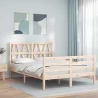 Łóżka - Rama łóżka z wezgłowiem, 140x190 cm, lite drewno Lumarko! - miniaturka - grafika 1