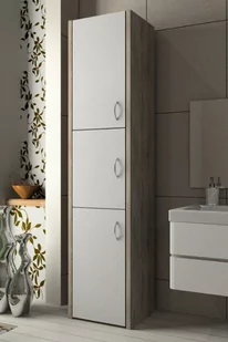 Słupek łazienkowy Adaś 3D Sonoma + front Biały 40 cm - Szafki łazienkowe - miniaturka - grafika 3