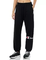 Spodnie sportowe damskie - Champion Legacy American Classics W-Light Powerblend Fleece High-Waist Relaxed Elastic Cuff spodnie dresowe damskie, Czarny, L - miniaturka - grafika 1