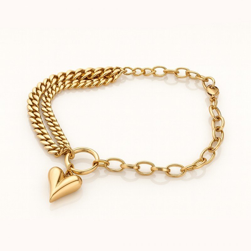 Bransoletka na rękę stal chirurgiczna pozłacana złotem BST1589