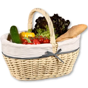 Pleciony koszyk zakupowy beżowy 45x34x37 - Inne naczynia kuchenne - miniaturka - grafika 1