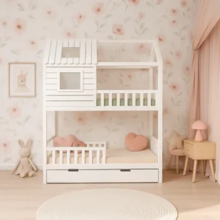 Łóżko piętrowe Domek Roofy White - Łóżka dla dzieci i młodzieży - miniaturka - grafika 1