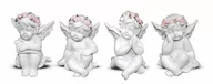 Figurki dekoracyjne - Figurka PIGMEJKA Aniołek w Różowym Wianku, biała, 5x4x3,5 cm - miniaturka - grafika 1