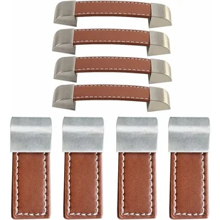 Zestaw 8 uchwytów meblowych ze skóry (58 mm, 128 mm), klamki do drzwi ze skóry, uchwyty do mebli ze skóry, uchwyty do szafek ze skóry - Zawiasy, okucia i inne akcesoria Zestaw 8 uchwytów meblowych ze skóry (58 mm, 128 mm), klamki do drzwi ze skóry, uchwyty do mebli ze skóry, uchwyty do szafek ze skóry - Zawiasy, okucia i inne akcesoria - miniaturka - grafika 1