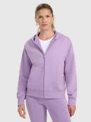 Bluzy damskie - 4F Bluza dresowa rozpinana z kapturem damska - fioletowa M - miniaturka - grafika 1