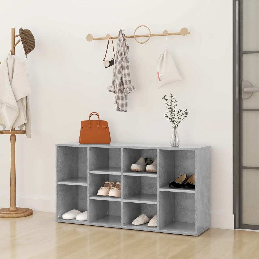 Ławka na buty beton szara 103x30x54,5 cm materiał drewnopochodny