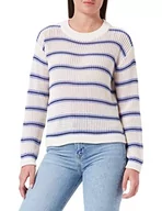 Swetry damskie - TOM TAILOR Denim Damski Sweter z dzianiny 1033046, 30444 - Beige Blue Horizontal Stripe, XXL - miniaturka - grafika 1