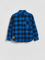 Bluzki dla chłopców - Reserved - Bawełniana koszula w kratę - niebieski - miniaturka - grafika 1