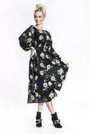 Sukienki - Sukienka w kwiaty typu kimono z okrągłym dekoltem Ann Gissy czarny/beż (XY202116) - miniaturka - grafika 1