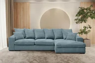 Narożniki - Sofa w kształcie L GABON narożnik funkcja spania Zoom jasnoniebieski prawy - miniaturka - grafika 1