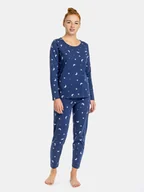 Piżamy damskie - Piżama bawełniana granatowy S - miniaturka - grafika 1