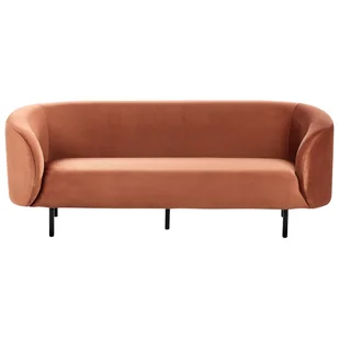Sofa trzyosobowa welurowa pomarańczowa LOEN - Sofy i kanapy - miniaturka - grafika 1
