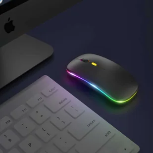 Cicha Myszka slim mysz bezprzewodowa Alogy podświetlana LED RGB do laptopa tabletu Czarna 14567X1 - Myszki - miniaturka - grafika 5