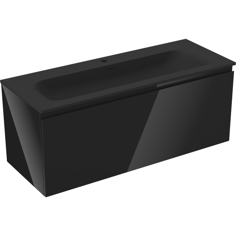 Mexen Orio szafka łazienkowa 120 cm z umywalką Vela, 1 szuflada, czarna połysk/czarna mat - 91A10-12047-1-BF70-W23M71
