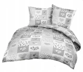 Pościel - pościel z satyny 200x220 + 2x poszewka 100% bawełna S 80 patchw serce szare - miniaturka - grafika 1