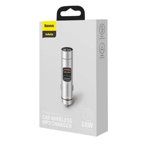 Baseus Transmiter FM Bluetooth 5.0 ładowarka samochodowa 2x USB 3 A 18 W PPS Quick Charge 3.0 AFC FCP srebrny (CCNLZ-C0S) - Transmitery FM - miniaturka - grafika 6