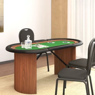 vidaXL Stół pokerowy dla 10 osób, zielony, 160x80x75 cm - Zestawy do pokera - miniaturka - grafika 1