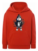 Bluzy dla chłopców - Chłopięca bluza z kapturem nadruk bałwanka czerwona Tup Tup - miniaturka - grafika 1