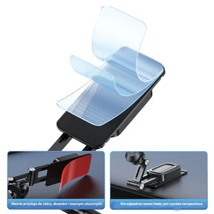 USAMS Składany uchwyt indukcyjny US-ZJ076 na deskę rozdz. czarny/black ZJ76ZJ01 - Ładowarki do telefonów - miniaturka - grafika 6