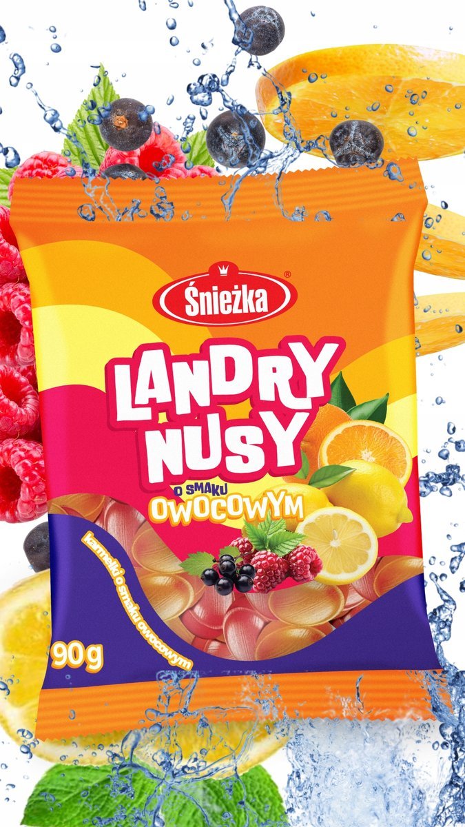 Landrynusy, landrynki o smaku owocowym 90g Śnieżka