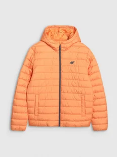 Męska kurtka puchowa pikowana 4F 4FWSS25TDJAM539 - pomarańczowa - Kurtki i kamizelki sportowe męskie - miniaturka - grafika 1