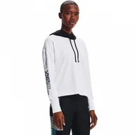 Bluzy sportowe damskie - Damska bluza treningowa nierozpinana z kapturem UNDER ARMOUR Rival Terry Geo Hoodie - biała - miniaturka - grafika 1